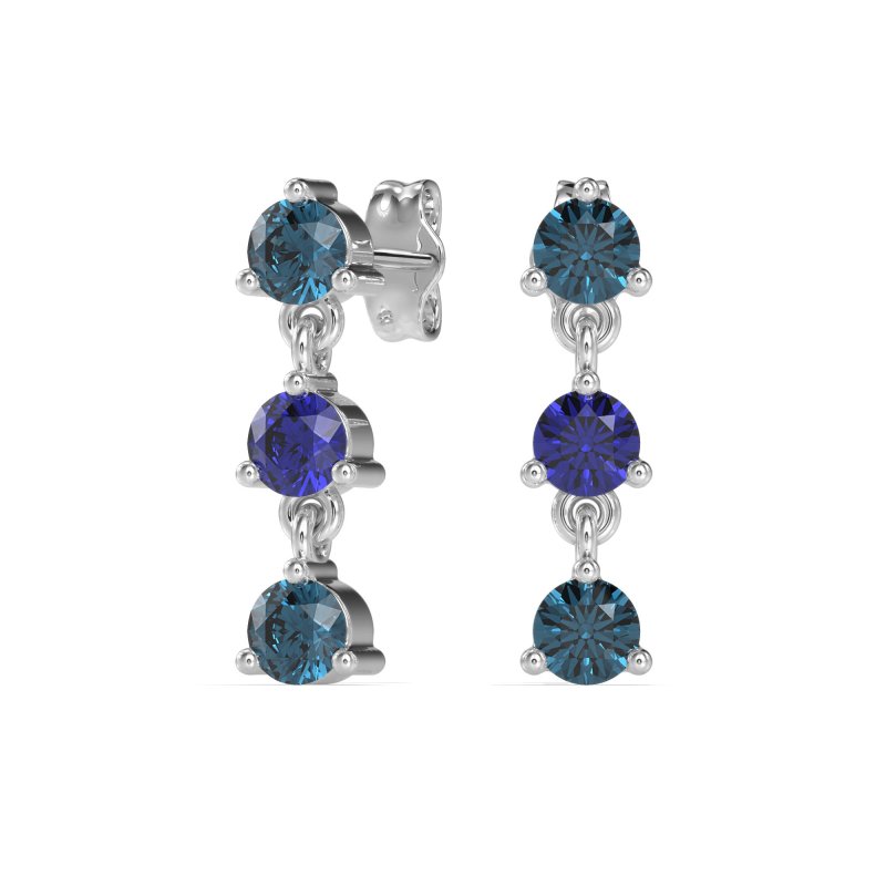 Three Stone Petite Dangling Earrings