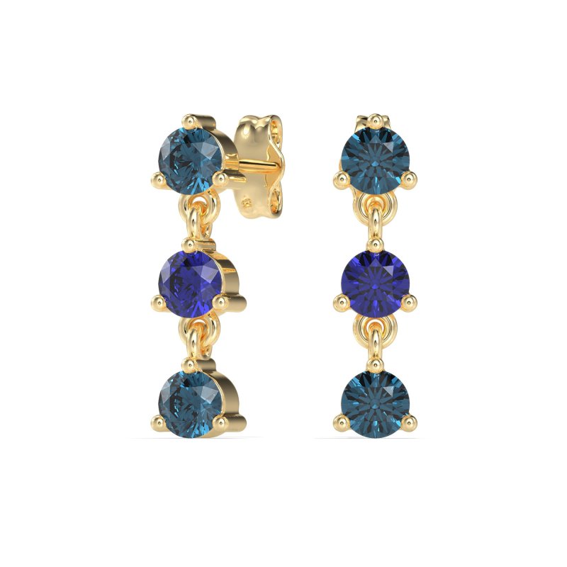 Three Stone Petite Dangling Earrings