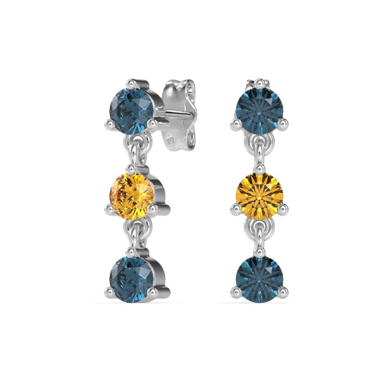 Three Stone Petite Dangling Earrings