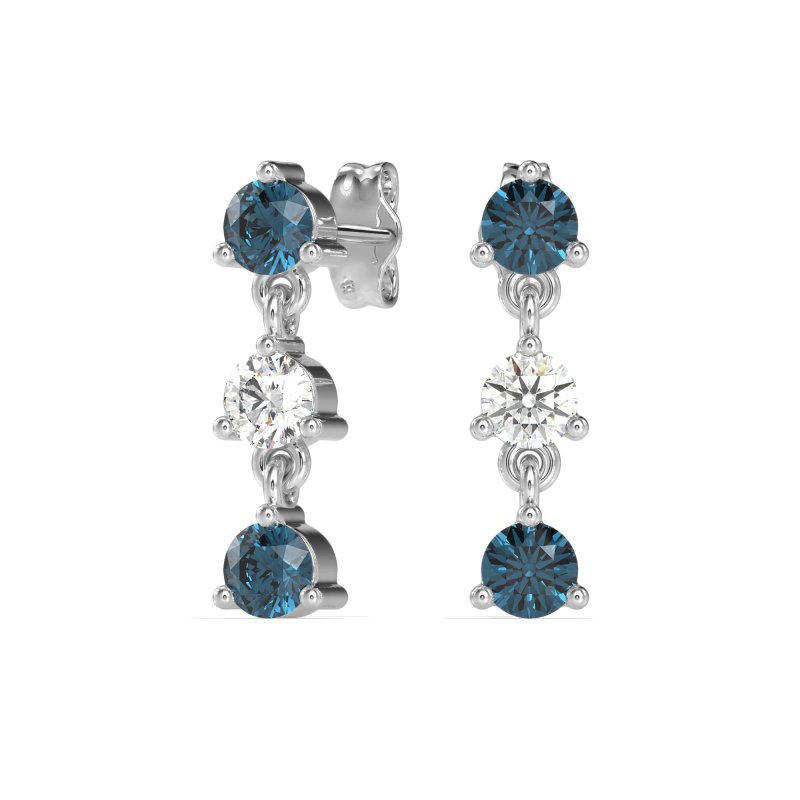 Three Stone Petite Dangling Earrings
