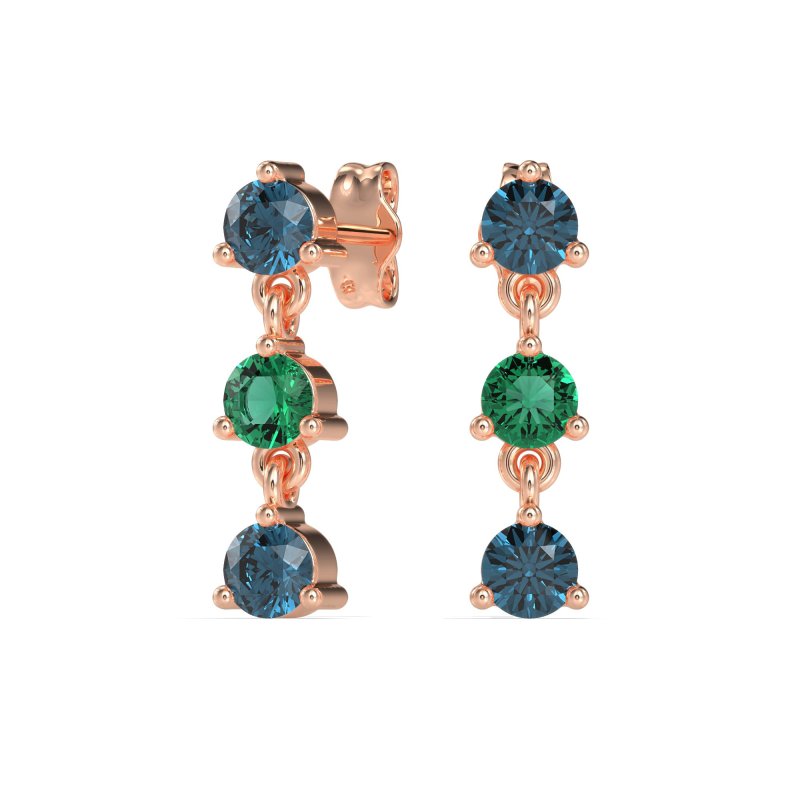 Three Stone Petite Dangling Earrings