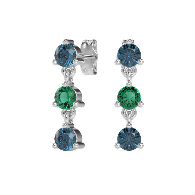 Three Stone Petite Dangling Earrings