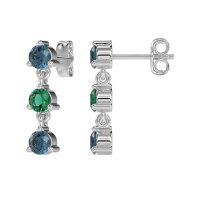 Three Stone Petite Dangling Earrings