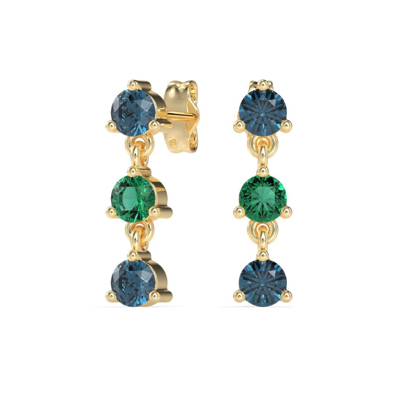 Three Stone Petite Dangling Earrings
