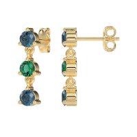 Three Stone Petite Dangling Earrings