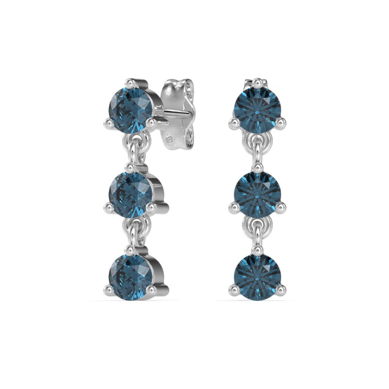 Three Stone Petite Dangling Earrings