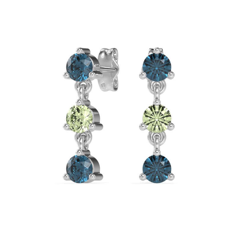 Three Stone Petite Dangling Earrings