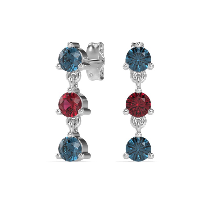 Three Stone Petite Dangling Earrings