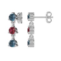 Three Stone Petite Dangling Earrings
