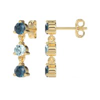 Three Stone Petite Dangling Earrings