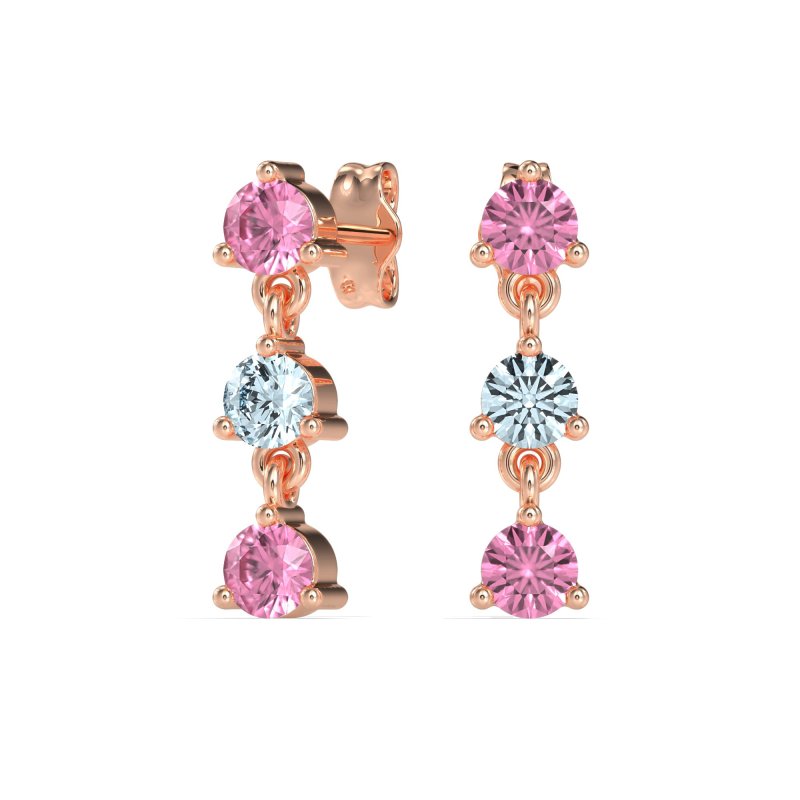 Three Stone Petite Dangling Earrings