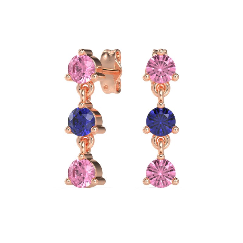 Three Stone Petite Dangling Earrings