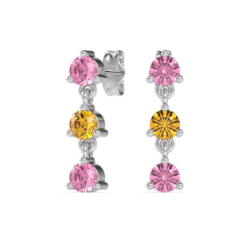 Three Stone Petite Dangling Earrings