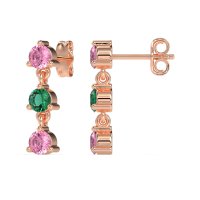 Three Stone Petite Dangling Earrings