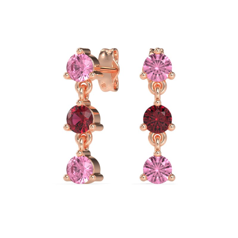 Three Stone Petite Dangling Earrings
