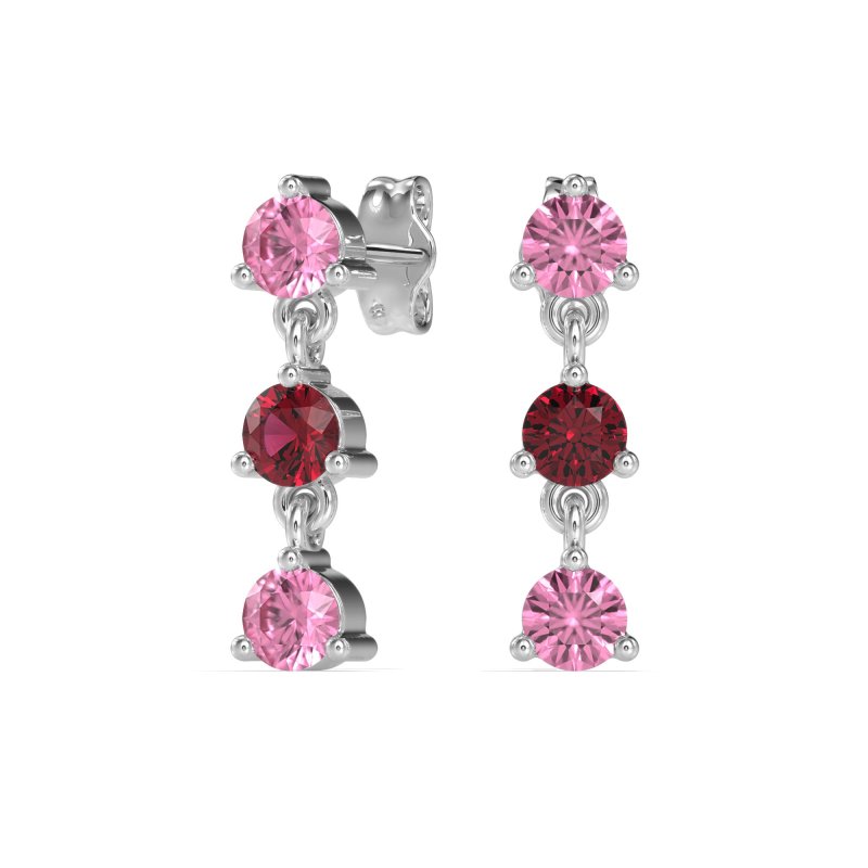 Three Stone Petite Dangling Earrings