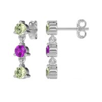 Three Stone Petite Dangling Earrings