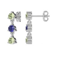 Three Stone Petite Dangling Earrings