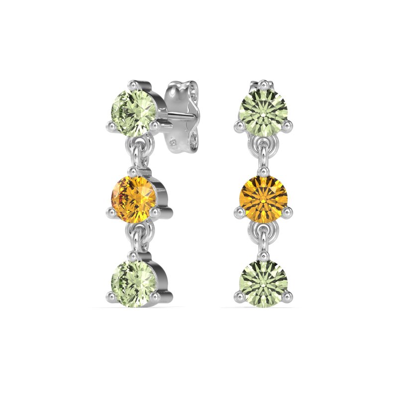 Three Stone Petite Dangling Earrings