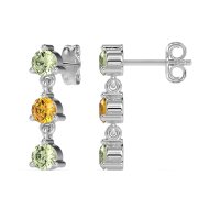 Three Stone Petite Dangling Earrings