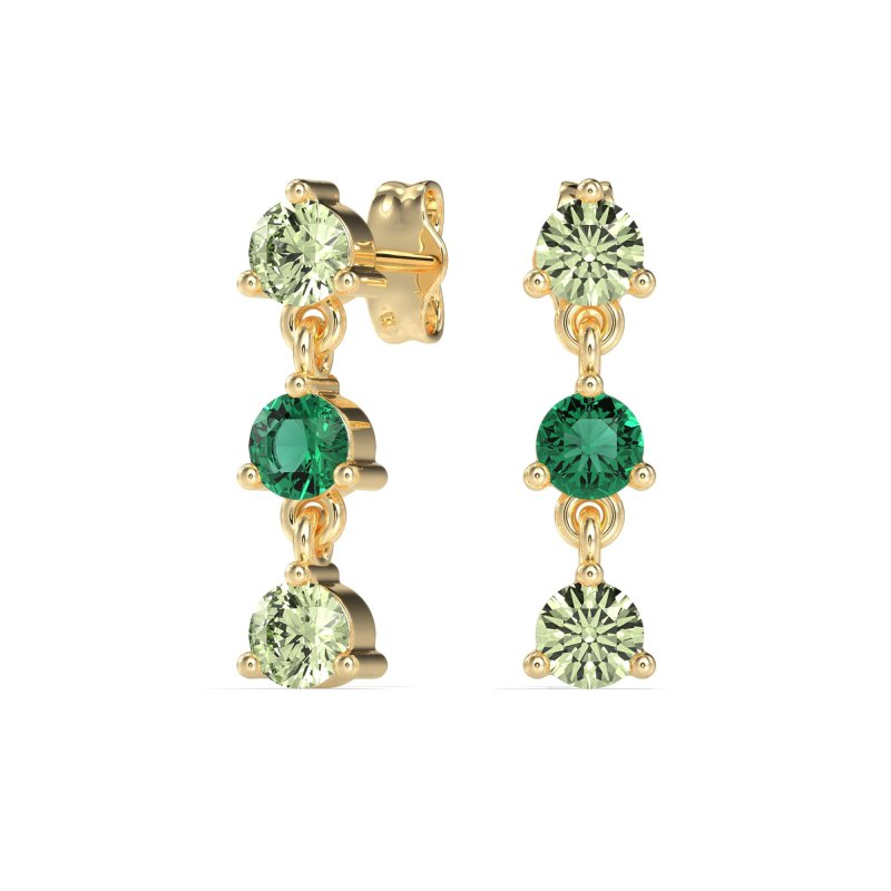 Three Stone Petite Dangling Earrings