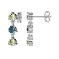 Three Stone Petite Dangling Earrings