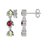 Three Stone Petite Dangling Earrings