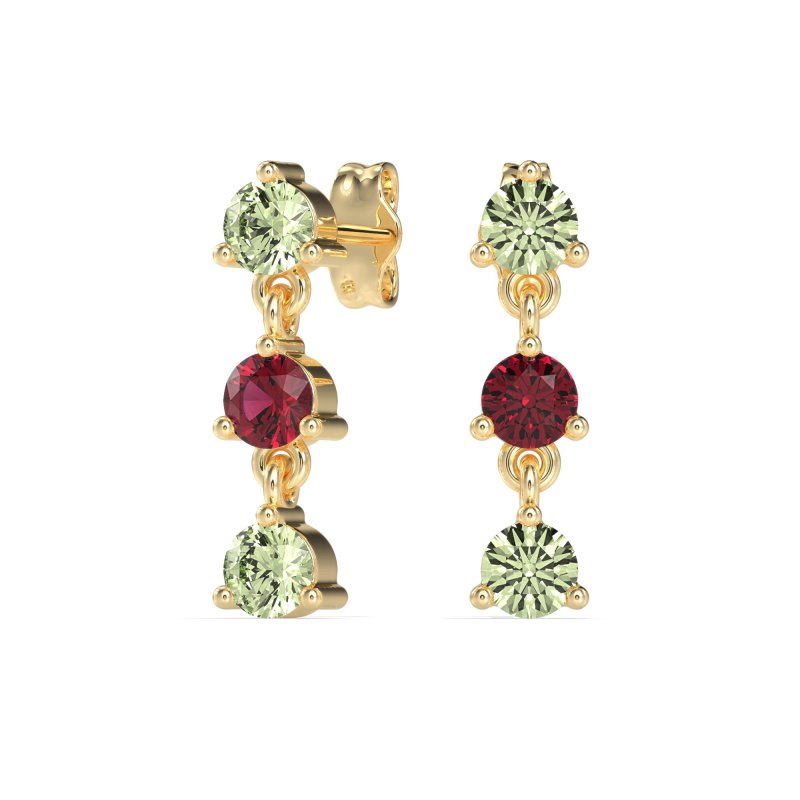 Three Stone Petite Dangling Earrings