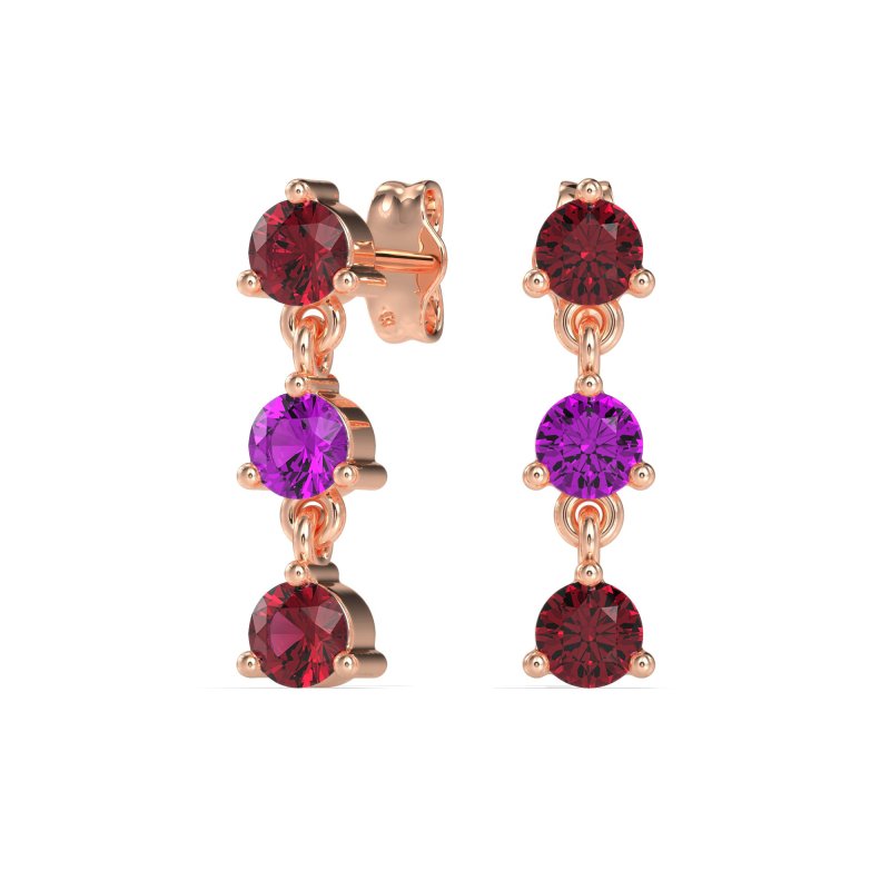 Three Stone Petite Dangling Earrings