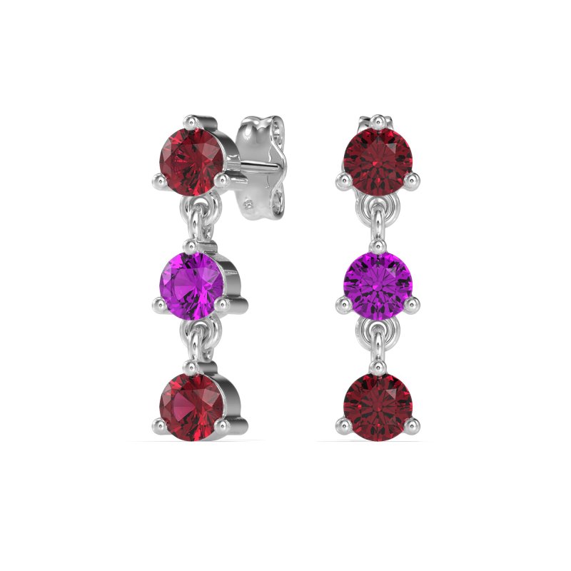 Three Stone Petite Dangling Earrings