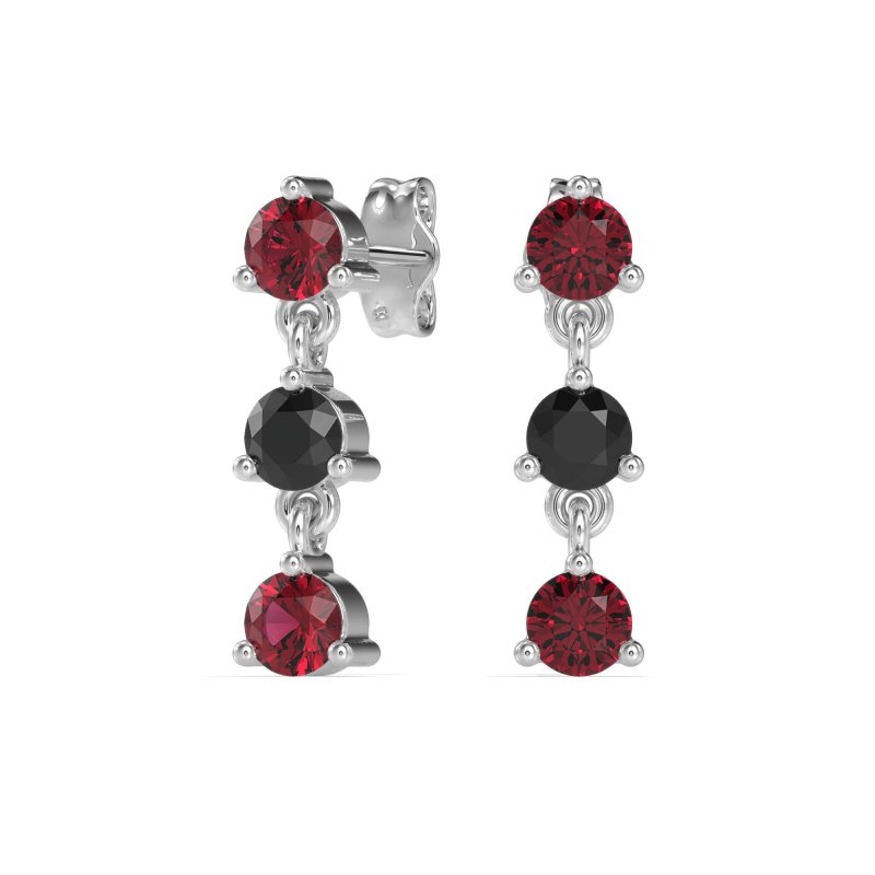 Three Stone Petite Dangling Earrings