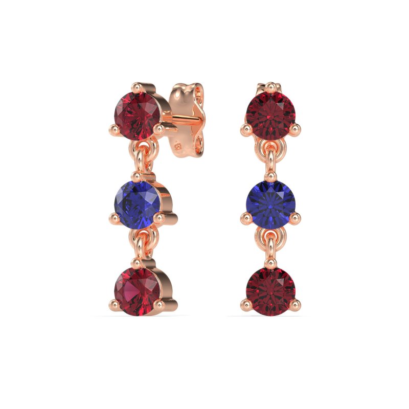 Three Stone Petite Dangling Earrings