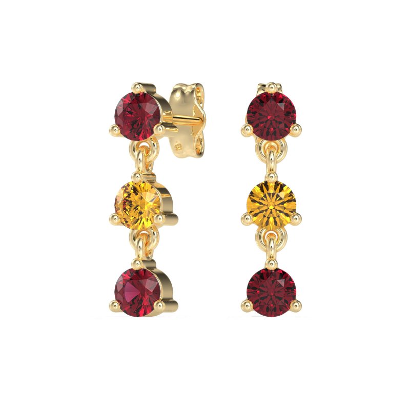 Three Stone Petite Dangling Earrings