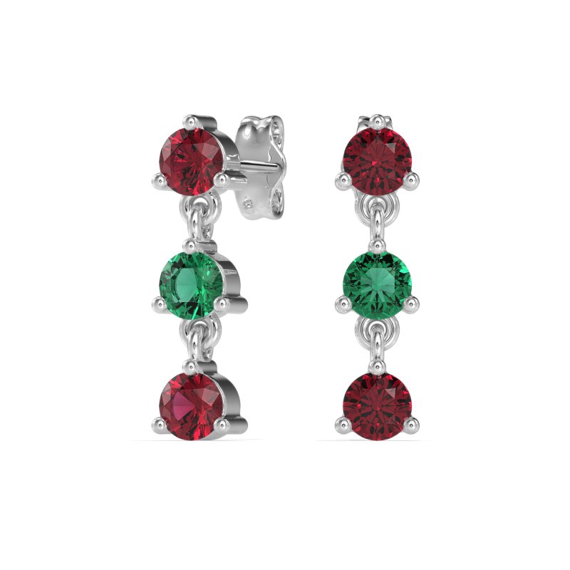 Three Stone Petite Dangling Earrings