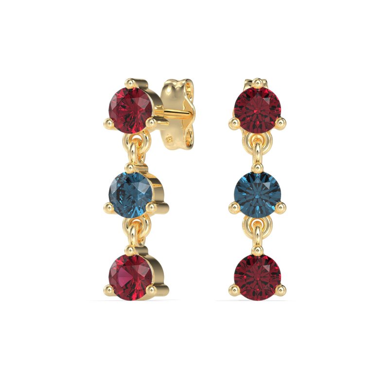 Three Stone Petite Dangling Earrings