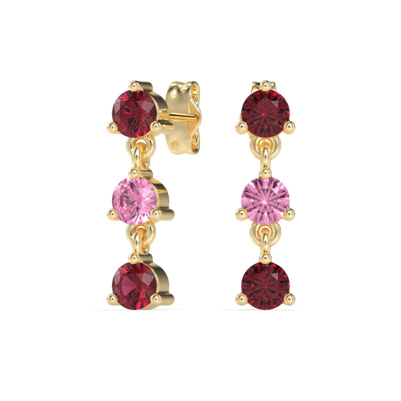 Three Stone Petite Dangling Earrings