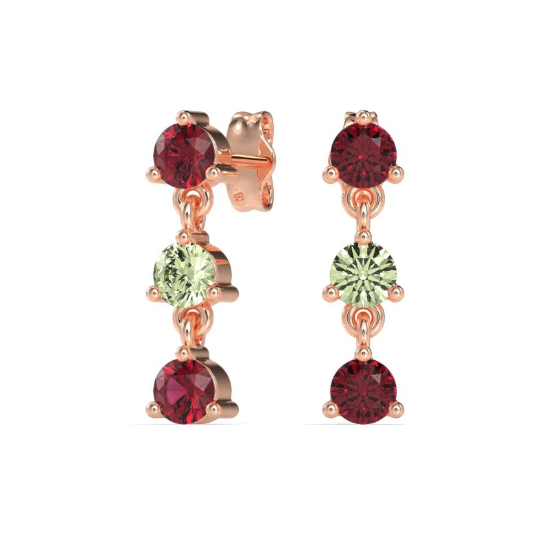 Three Stone Petite Dangling Earrings