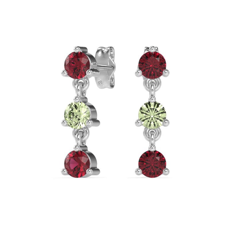Three Stone Petite Dangling Earrings