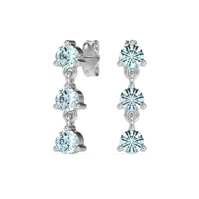 Three Stone Petite Dangling Earrings