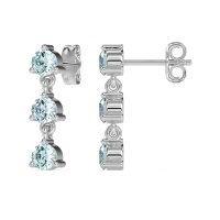 Three Stone Petite Dangling Earrings