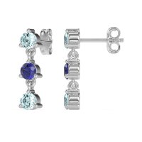 Three Stone Petite Dangling Earrings