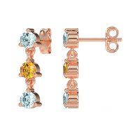 Three Stone Petite Dangling Earrings