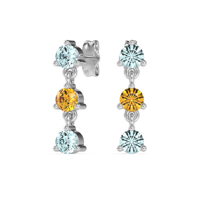 Three Stone Petite Dangling Earrings