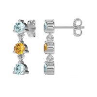 Three Stone Petite Dangling Earrings