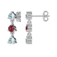 Three Stone Petite Dangling Earrings