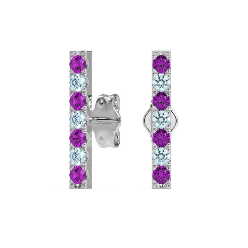 Gemstone Bar Stud Earrings