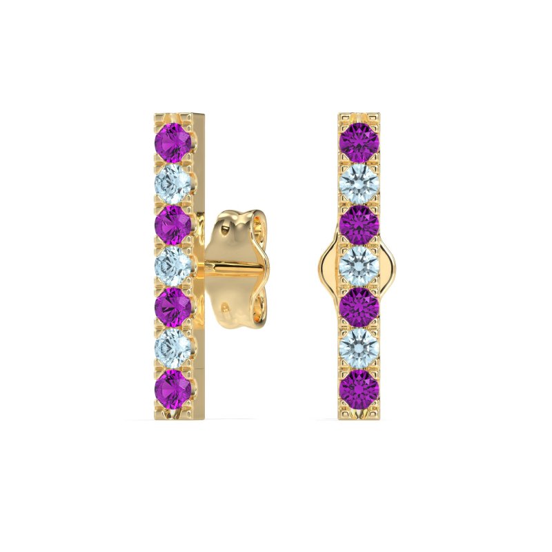 Gemstone Bar Stud Earrings