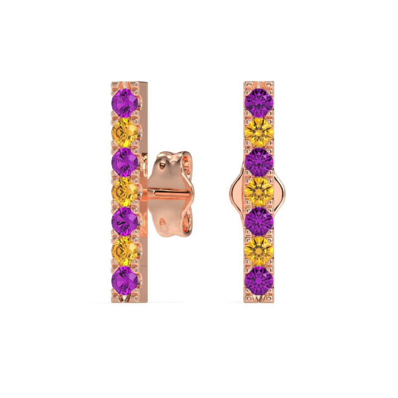 Gemstone Bar Stud Earrings