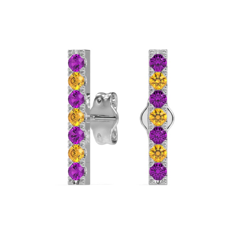Gemstone Bar Stud Earrings