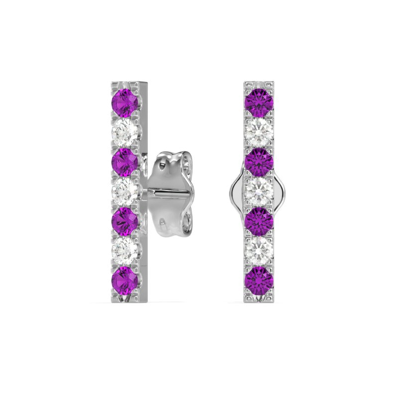 Gemstone Bar Stud Earrings